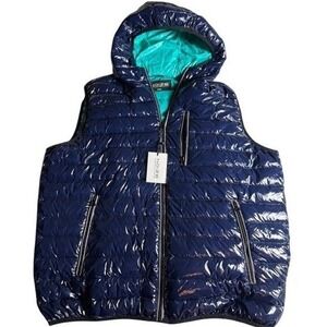 NWT Noize  Gavyn Glossy Blue Puffer Vest with Contrast Men's XL